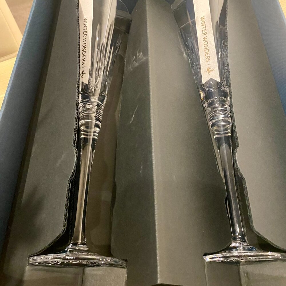 Waterford Crystal Winter Wonders: NEW Pair Midnight Frost Toasting Flutes, 11" - Picture 14 of 16